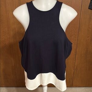 Dark Navy and White Women's Tank Top with back zipper